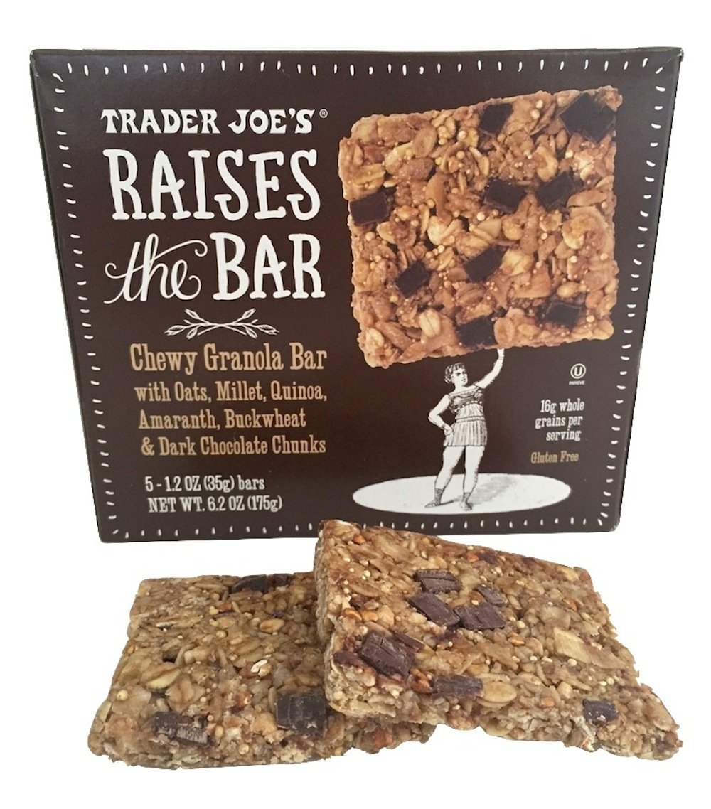 Amazon.com: Trader Joes Raises the Bar Gluten Free Chewy Granola Bars, Dark  Chocolate Chunk, 5 Count Box, (2 Pack) : Grocery & Gourmet Food