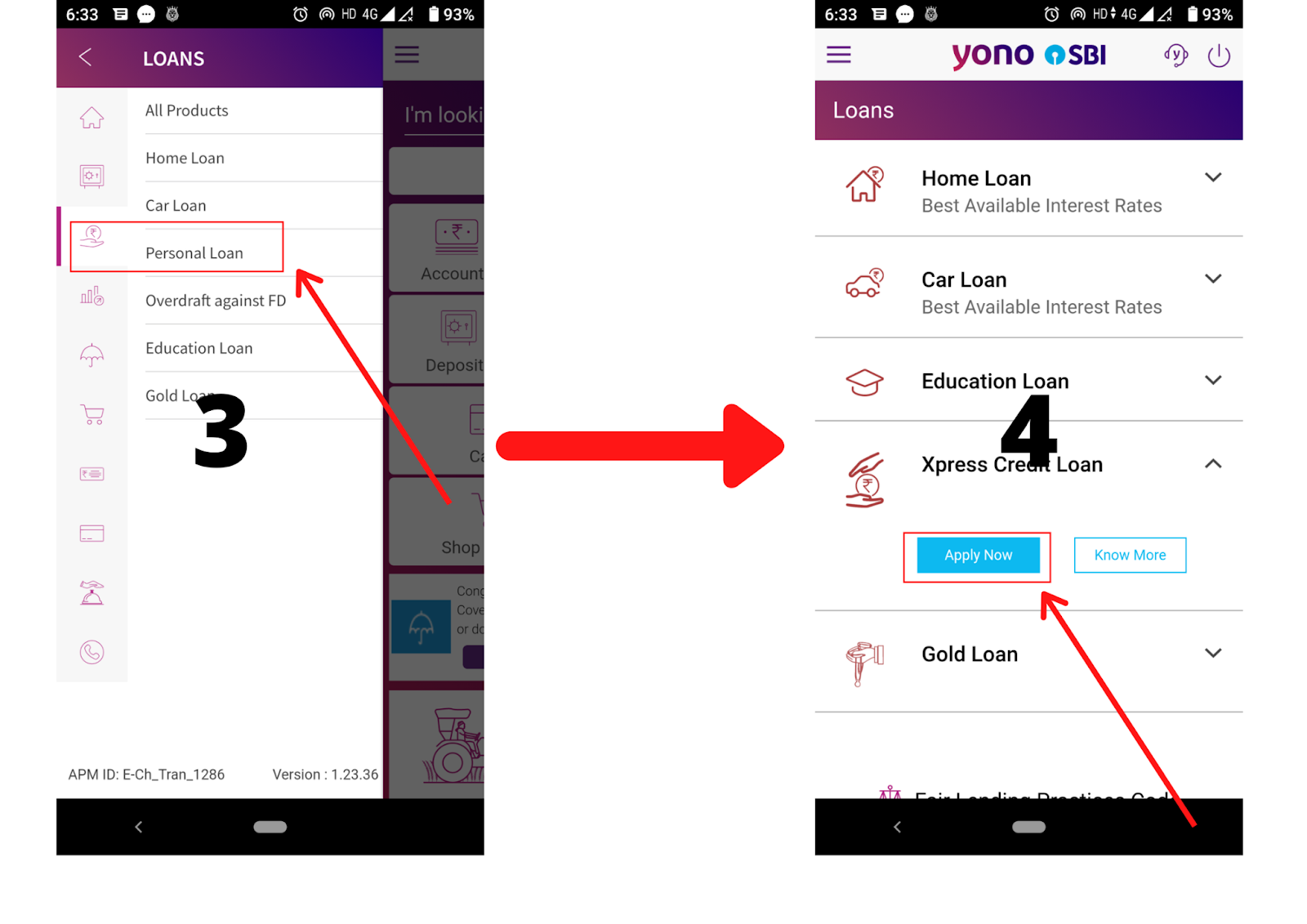 Second Steps to Apply on Yono App for SBI Xpress Personal Loan 