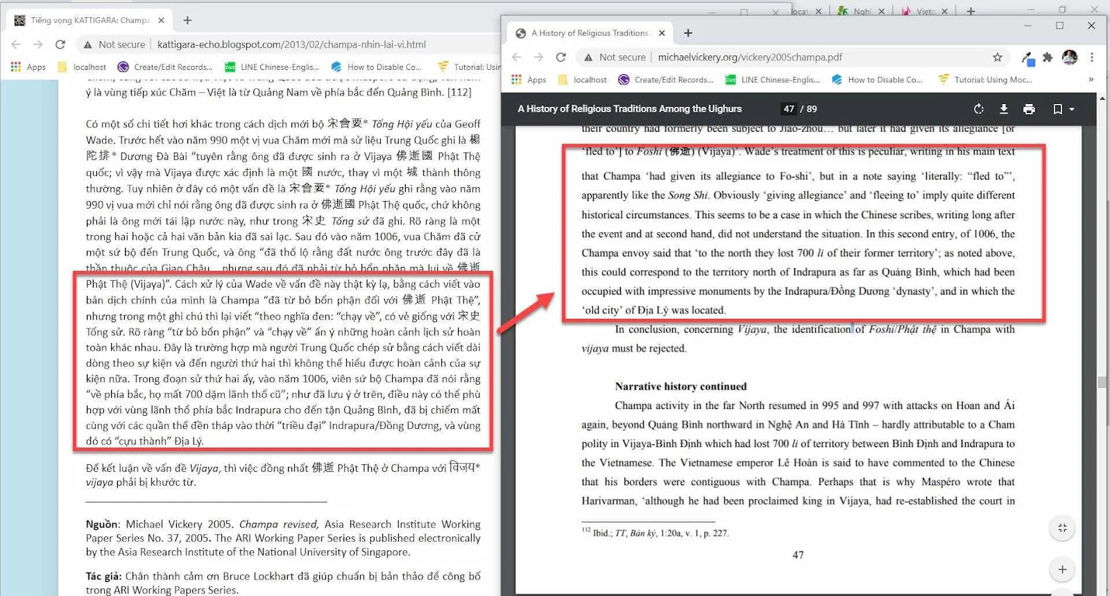Về thầy Hà Hữu Nga đã dịch bậy gần hết một đoạn văn về sử Chàm của thầy Michael Vickery như thế nào ?