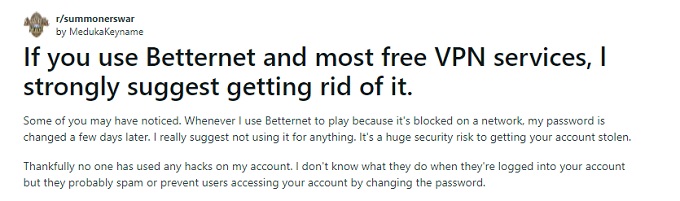 Reddit thread about avoiding Betternet