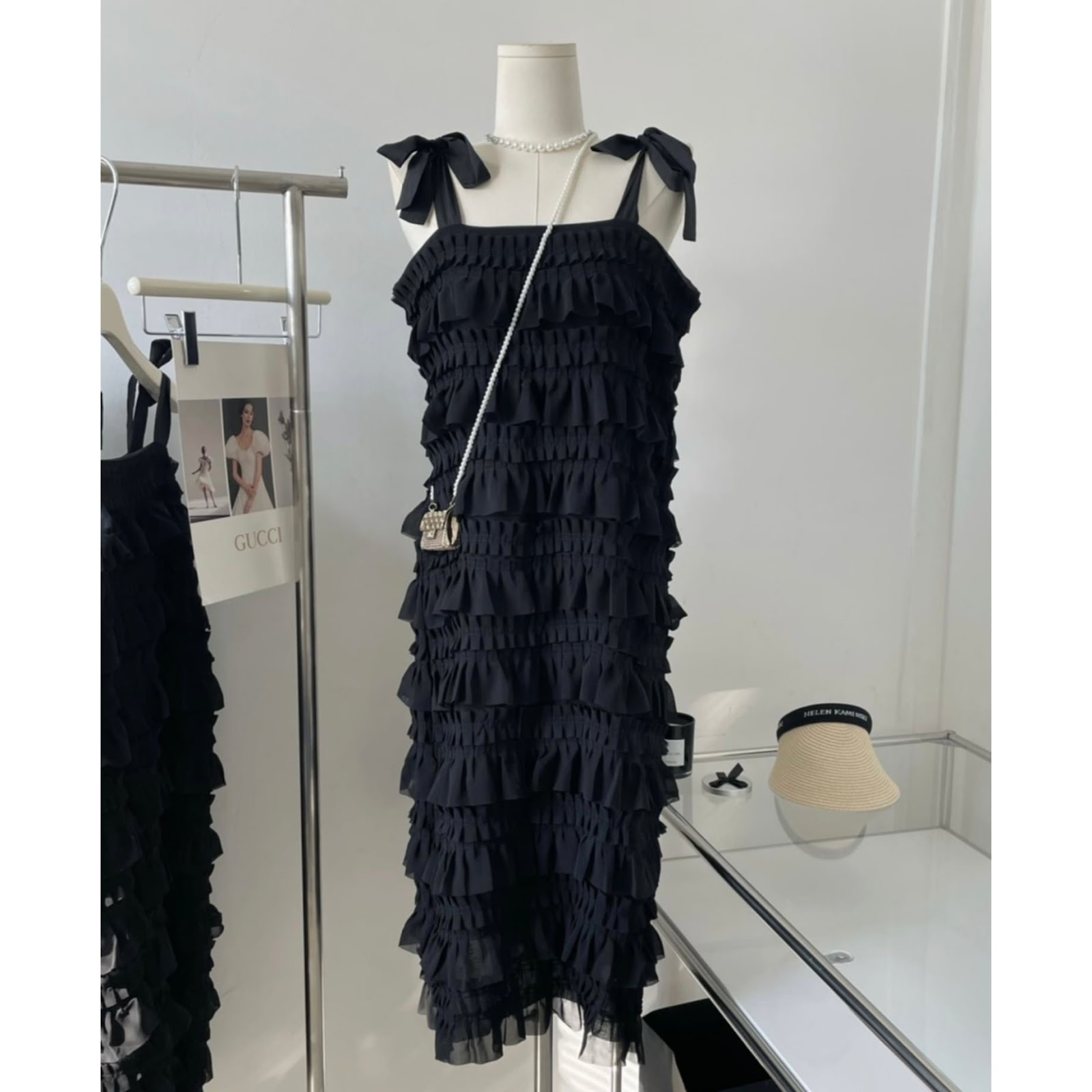 Chiffon Ribbon Sling Dress <3colors>
