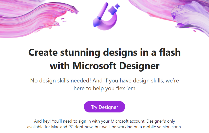 kreacje reklamowe, AI, beta, microsoft designer