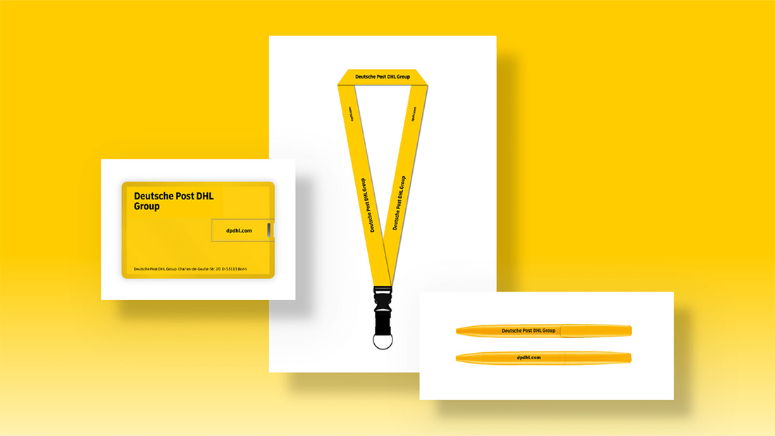 custom lanyards with DHL logo personalised company gifts
