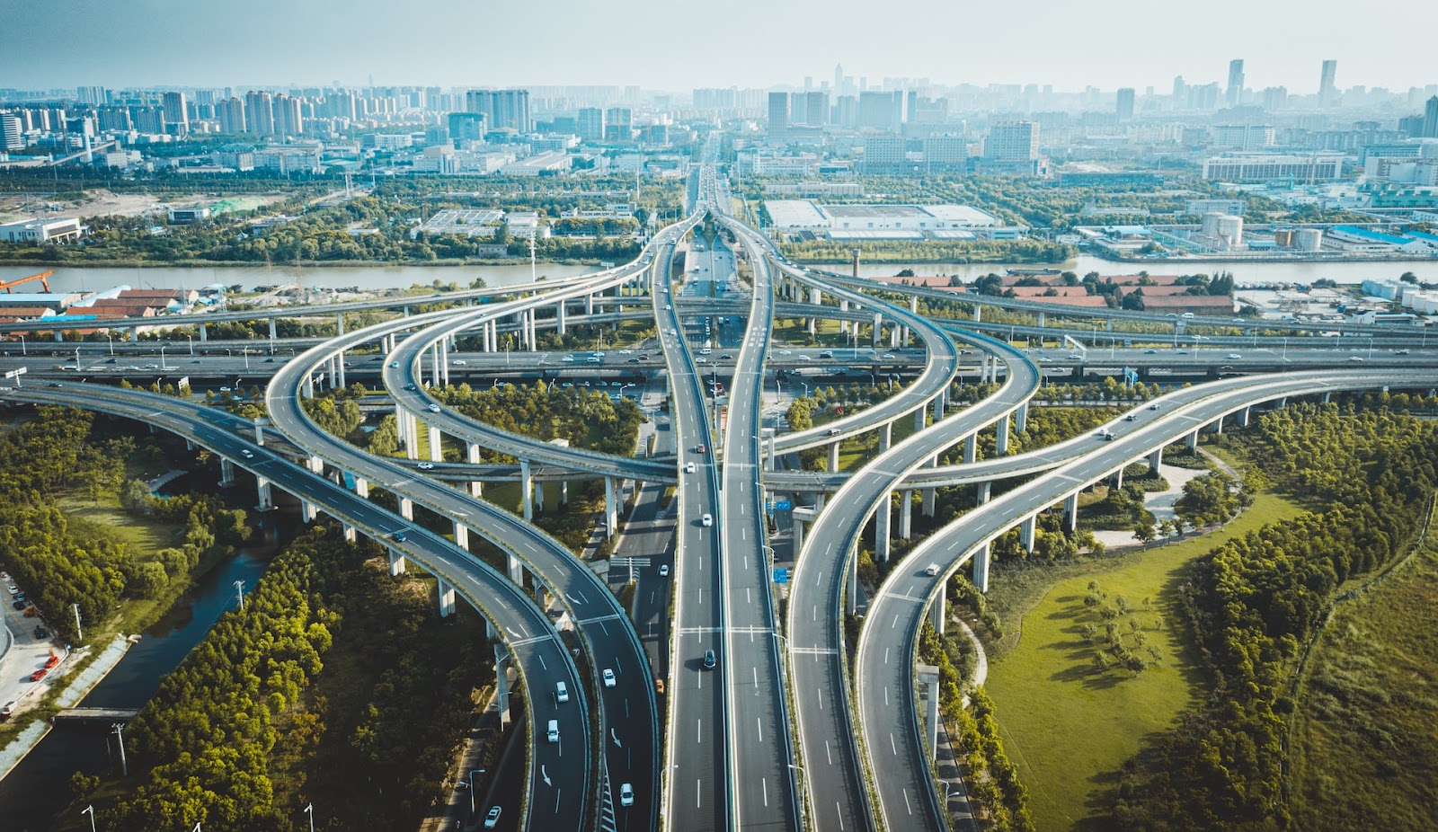 Highway interchange representing blockchain bridges