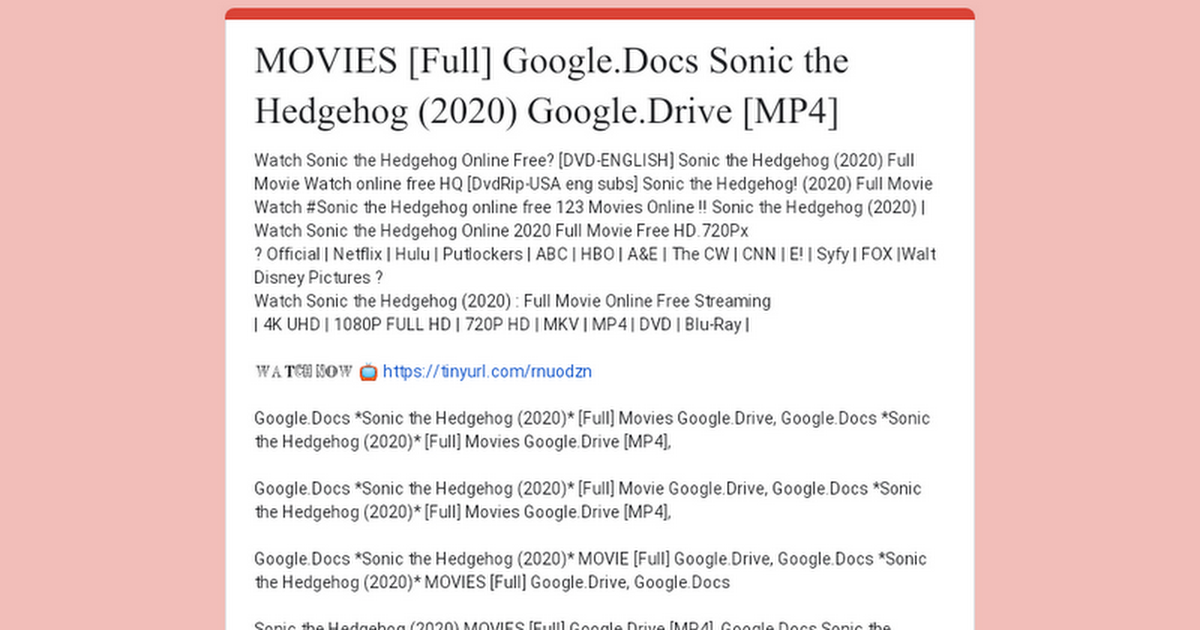 MOVIES [Full] Google.Docs Sonic the Hedgehog (2020) Google.Drive [MP4]