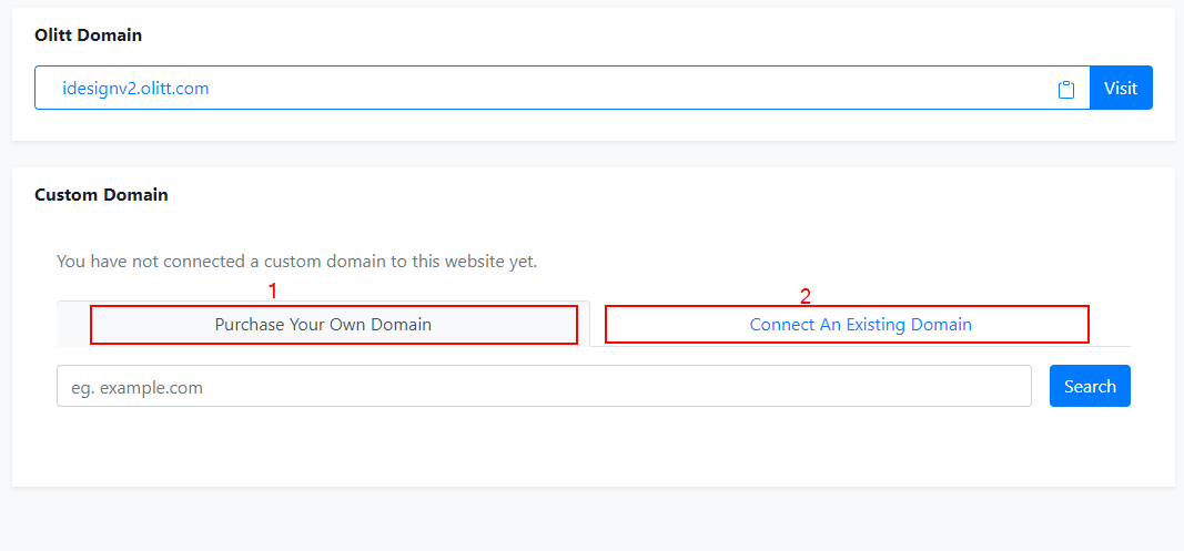 connecting domain on olitt website builder 