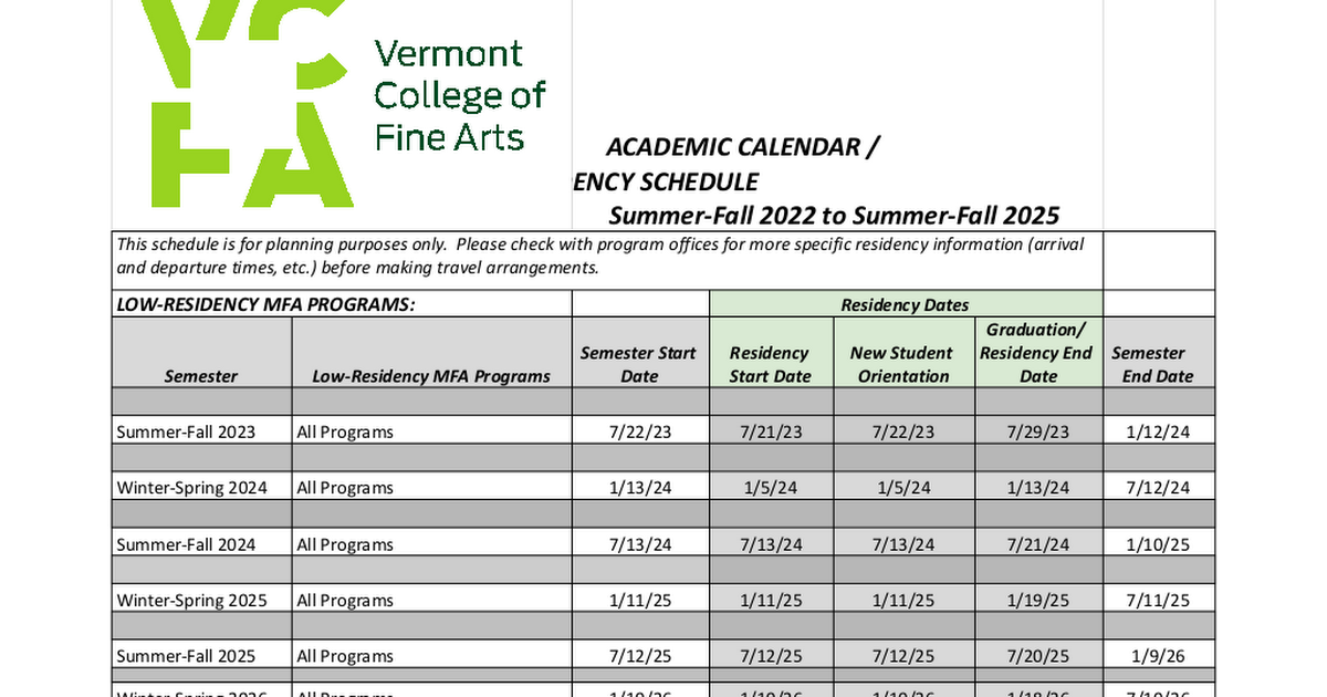 Master Academic CalendarResidency Schedule Google Sheets