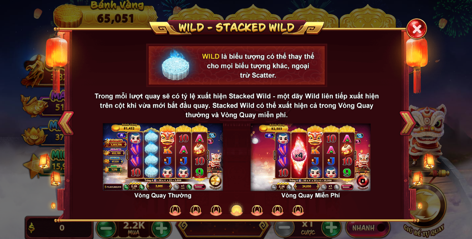 Biểu tượng Wild hoàn toàn mang thể thay thế tất cả biểu tượng trong game chơi ngoài tượng trưng Scatter