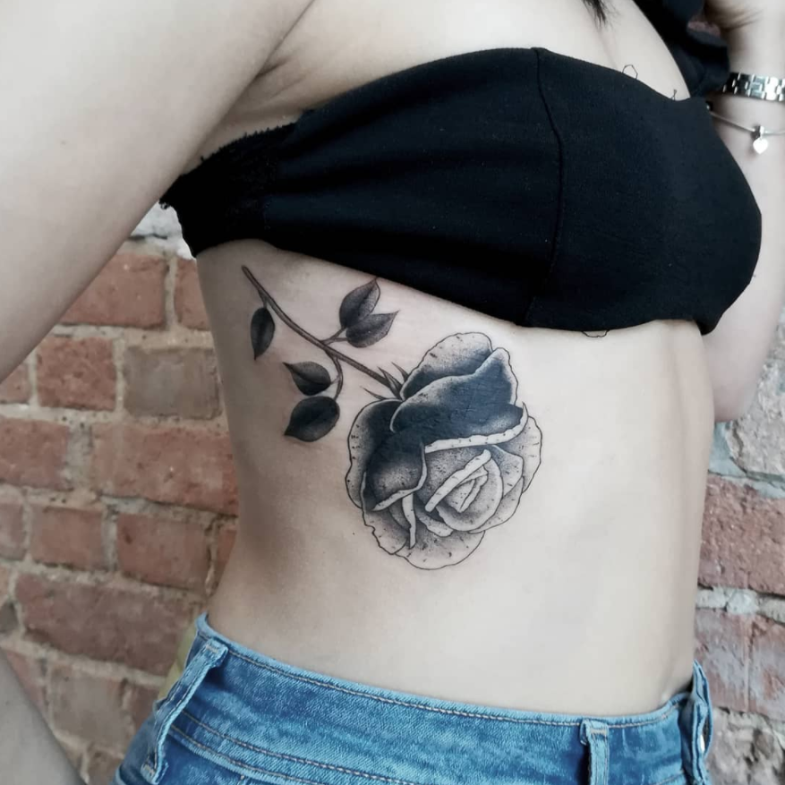 Flower Themed Rib Tattoos 2