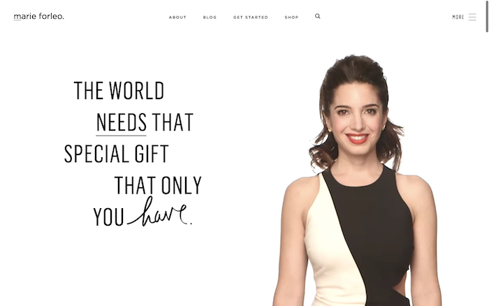 Website of Marie Forleo with Her Personal Branding