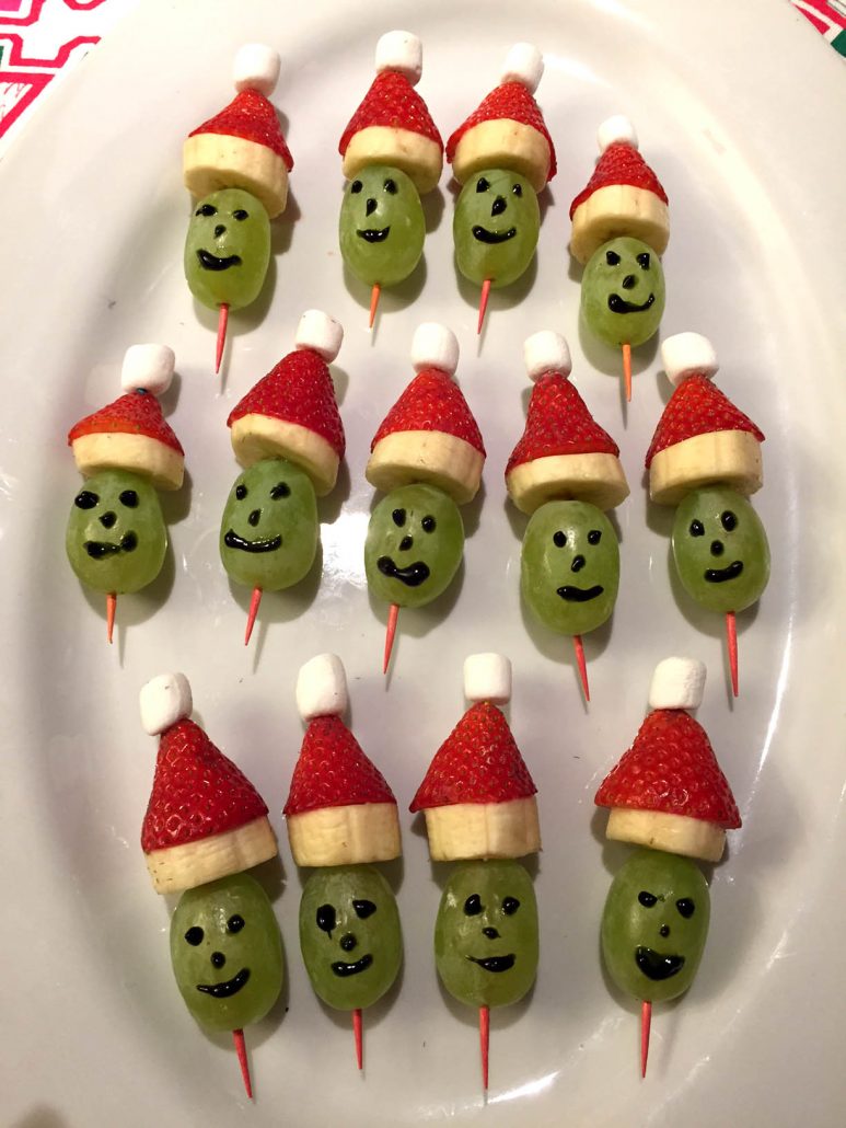 Grinch Fruit Kabobs Christmas Appetizer Skewers