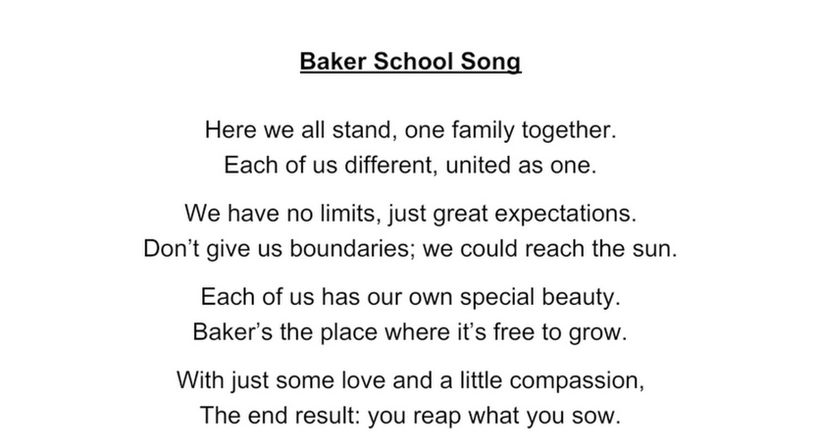 Baker School Song
