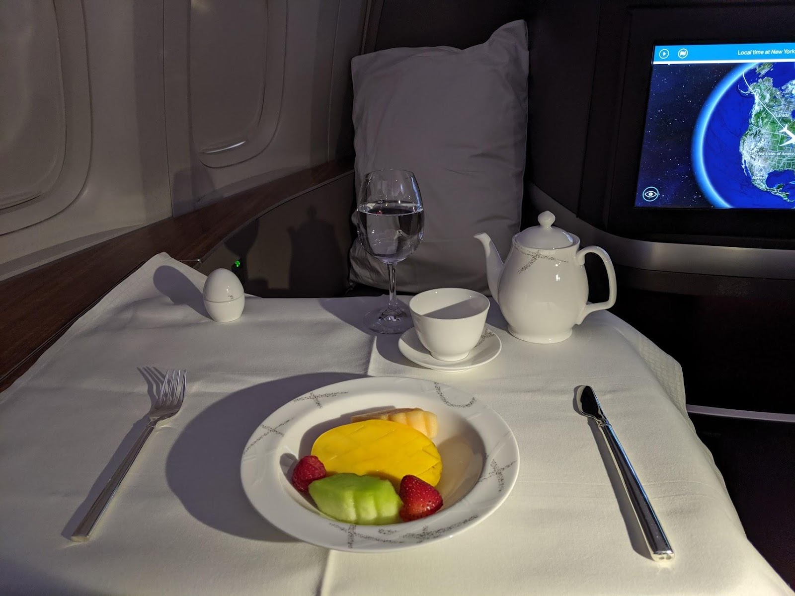 Cathay Pacific First Class Breakfast Fruit Plate