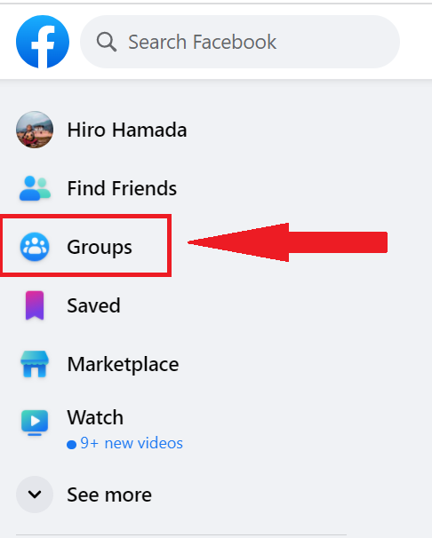 Groups option in Facebook