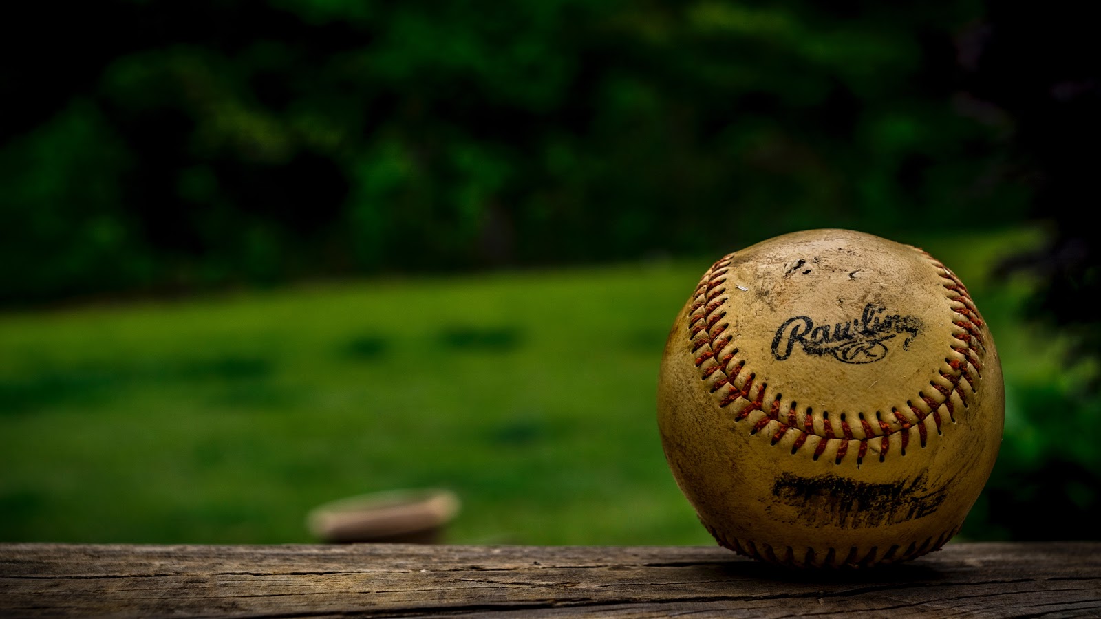 a baseball in shallow focus