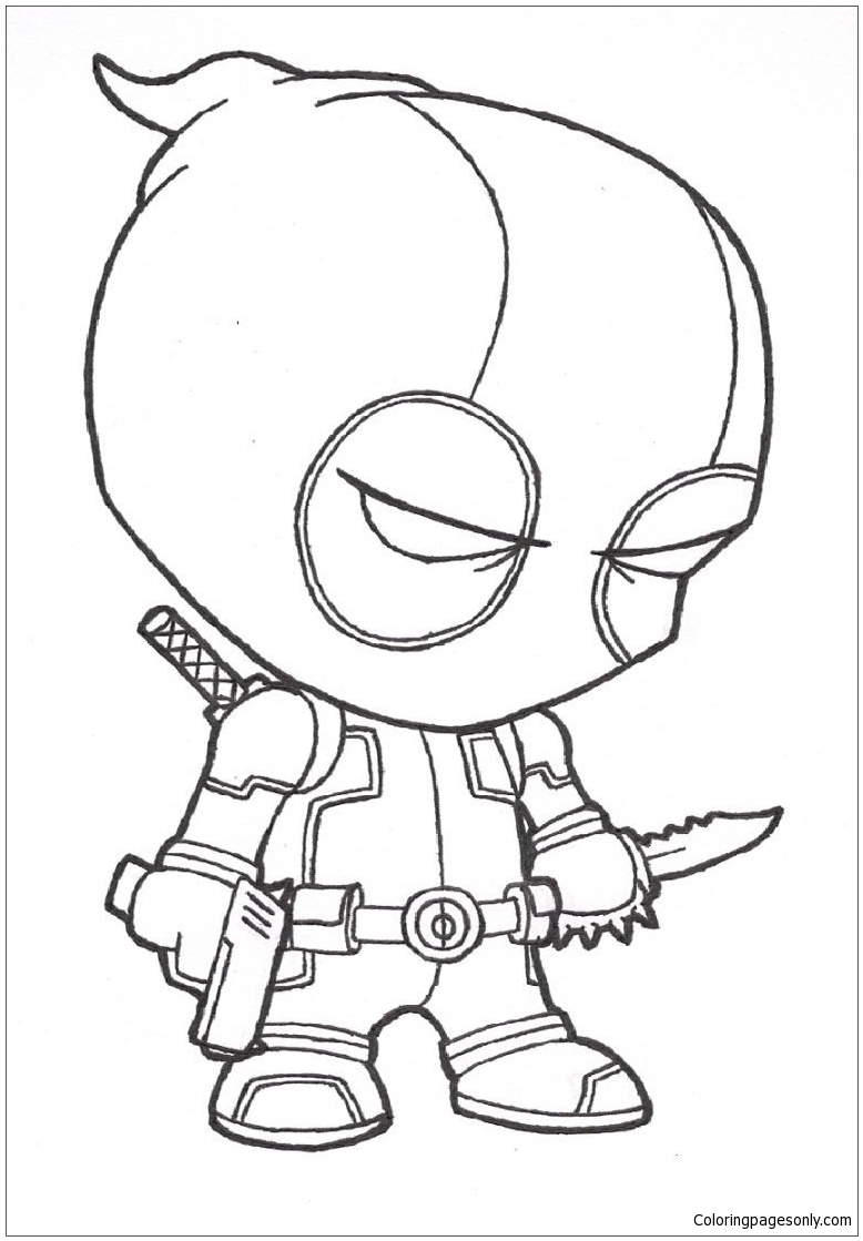 Desenhos para colorir do bebê Deadpool