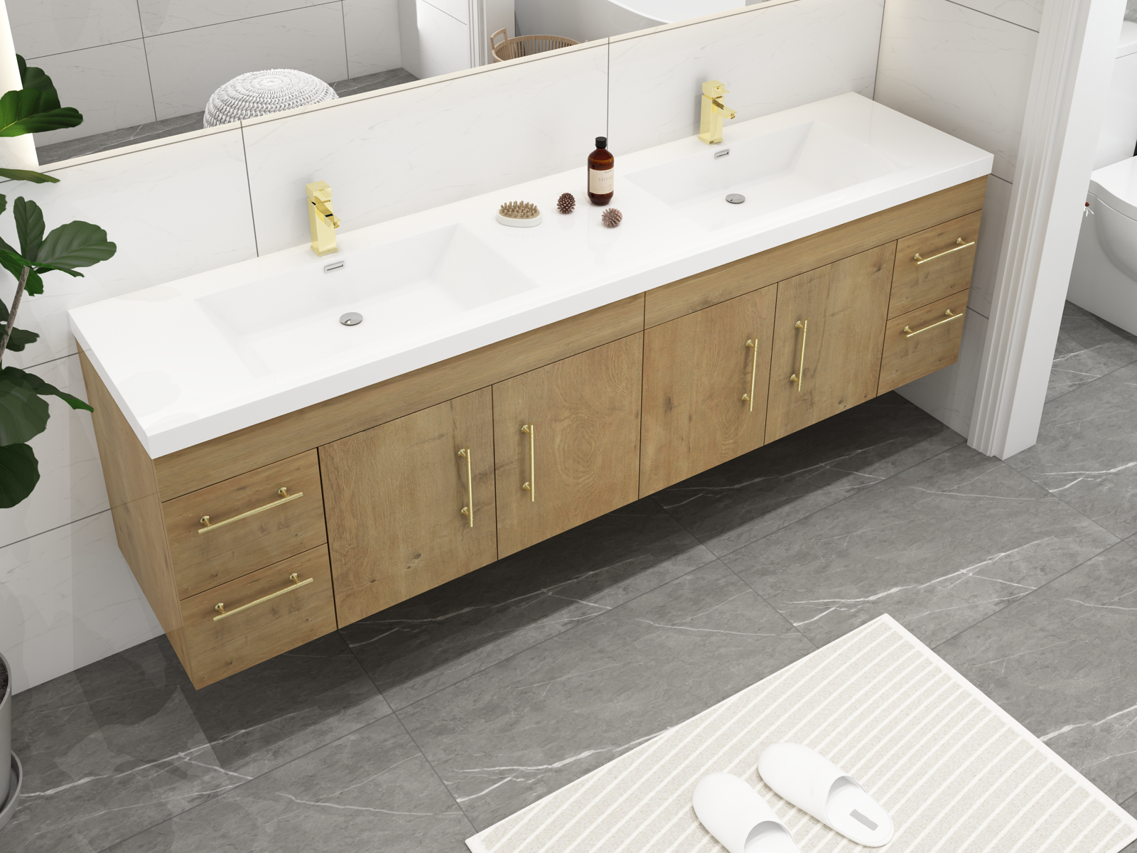 Elsa Floating Wall Mounted Bathroom Vanity in Oak