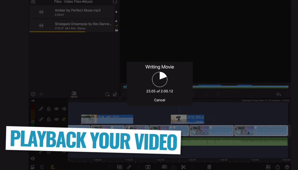 After tapping the final Export button, the finished video will then save onto your device 