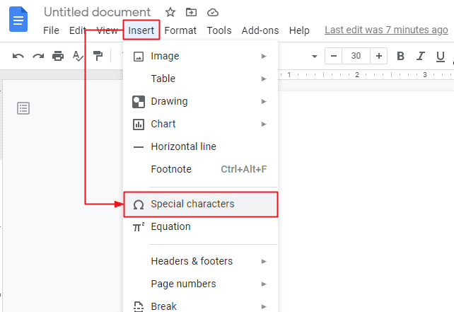 Go to Insert > Special Characters in Google Docs