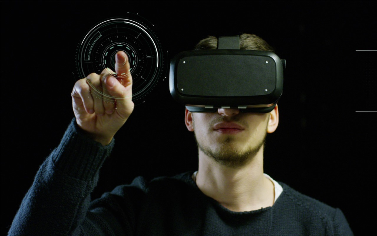 Representação de uma das novas tecnologias: Realidade Virtual Imersiva