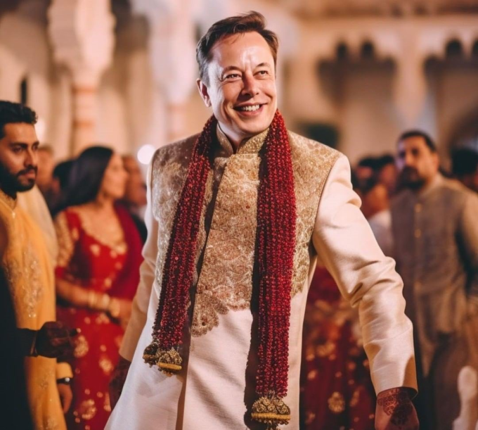 Ảnh giả Elon Musk trong trang phục Ấn Độ. Ảnh: DogeDesigner/Twitter