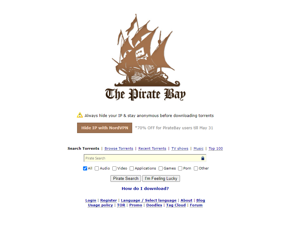 best torrent websites - Piratebay