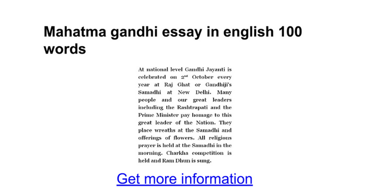 essay mahatma gandhi 150 words