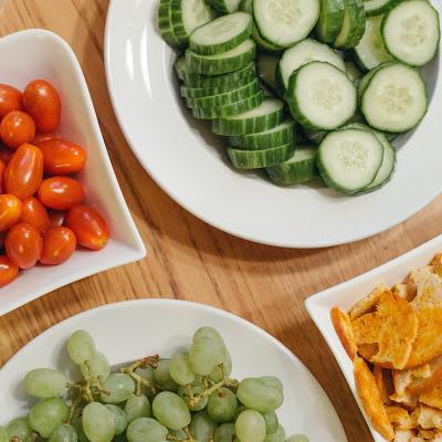 Tomato, Cucumber, Grape, Crackers