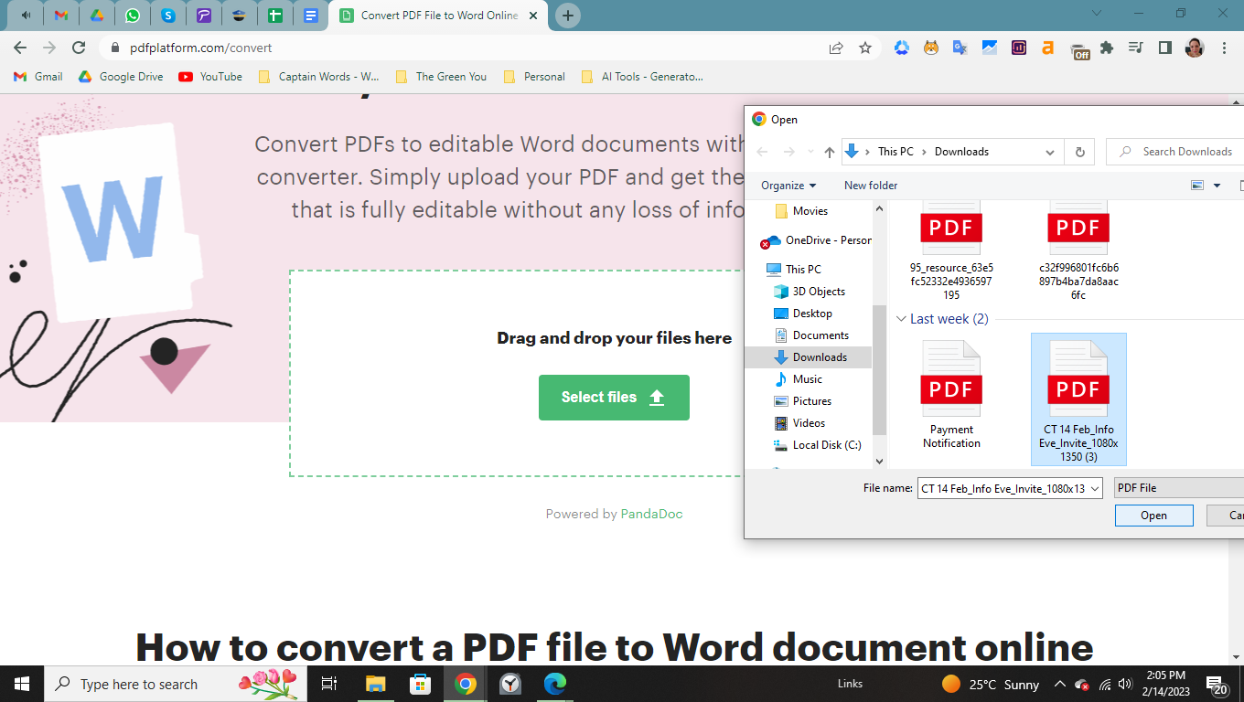 Dragging a PDF file