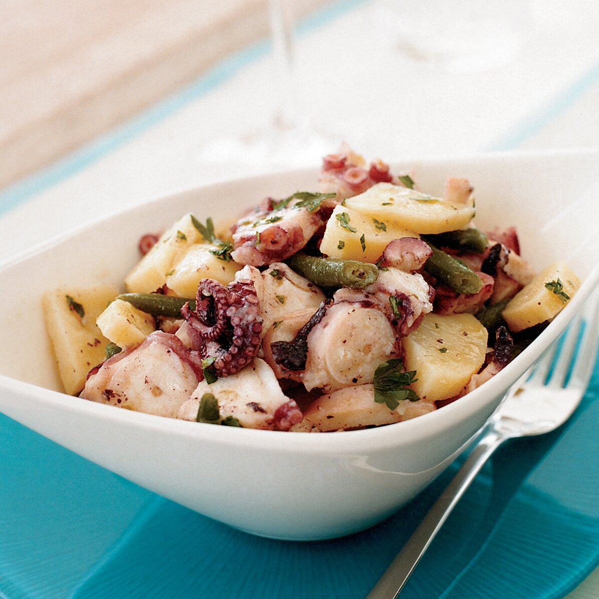 Octopus Salad with Potatoes and Green Beans 