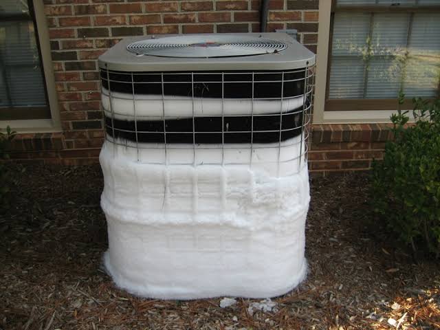 Frozen Heat Pump during Cold Weather
