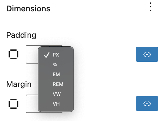 Changing the padding's unit for the Post Excerpt Block
