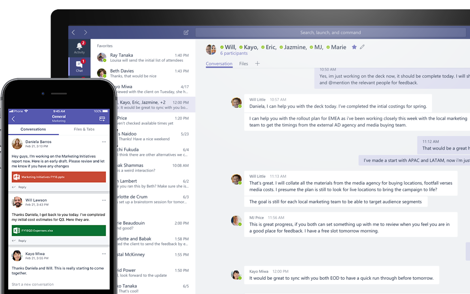 Microsoft Teams communication tools user interface