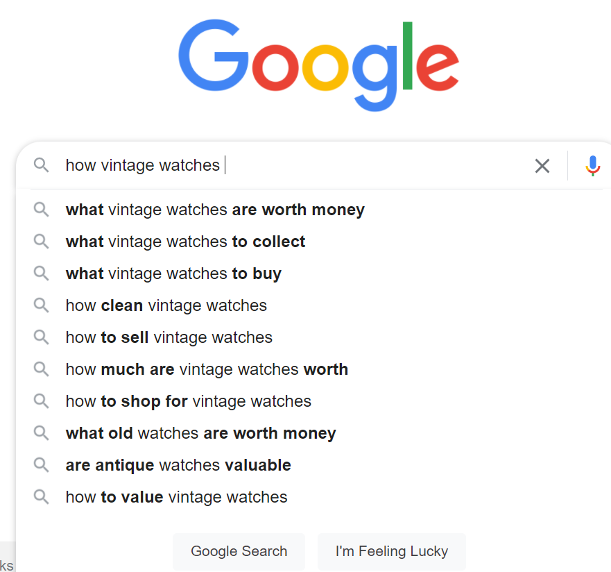 Organic search result for how vintage watches