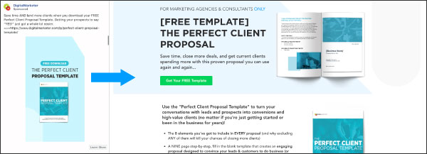 Un exemple d'une offre de DigitalMarketer, le modèle de proposition de client parfait