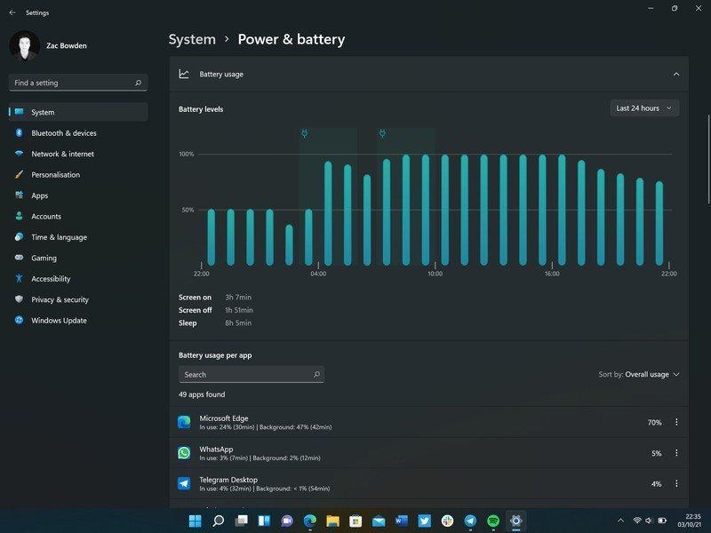 Windows 11 Review Battery Settings