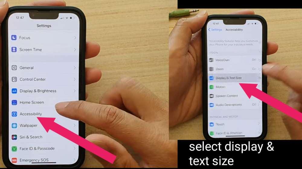 Use Larger Text Settings to increase apps icon in iphone