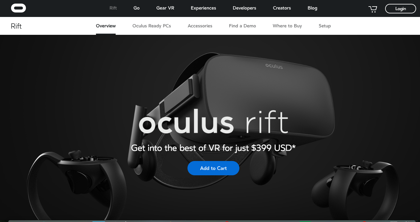 Oculus Rift VR device