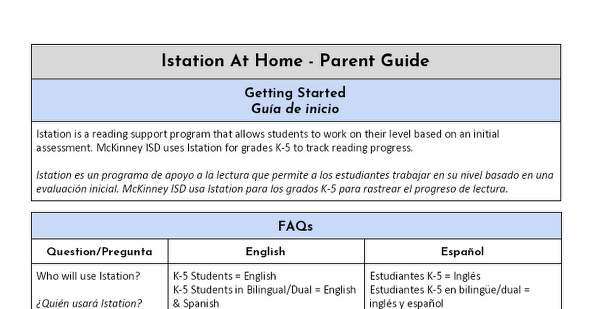 Istation At Home - Parent Guide
