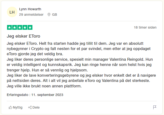 Anbefaling fra kunder i Norge - etoro