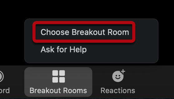 Choose Zoom breakout room