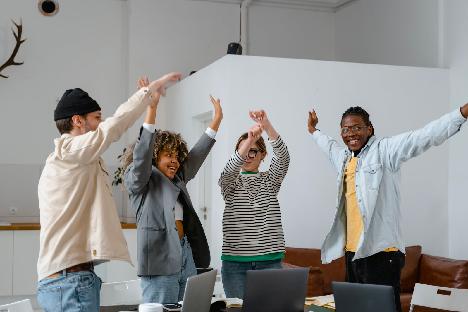 employees that look happy because their company is using shift swap to schedule.