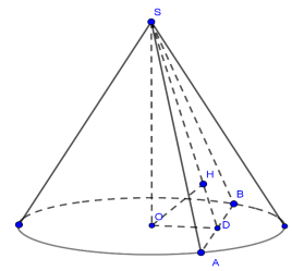 Cho hình nón đỉnh(;S)có chiều cao bằng bán kính đáy bằng (2a). Mặt phẳng (left( P right))đi qua (;S) cắt đường tròn đáy tại (A,{rm{ }}B)sao cho (AB = 2asqrt 3 ). Tính khoảng cách từ tâm của đường tròn đáy đến (left( P right)).</p> 1