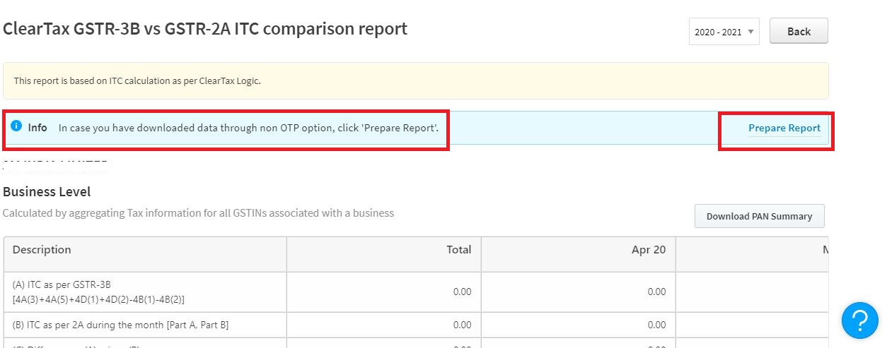 GSTR 3B Vs 2A Comparison Report Product Help And Support