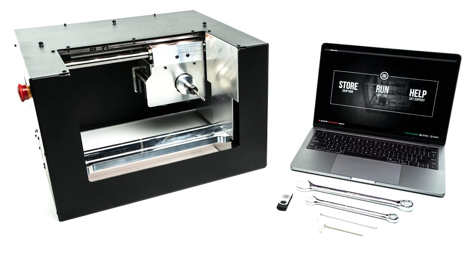 Ghost Gunner CNC machine and laptop
