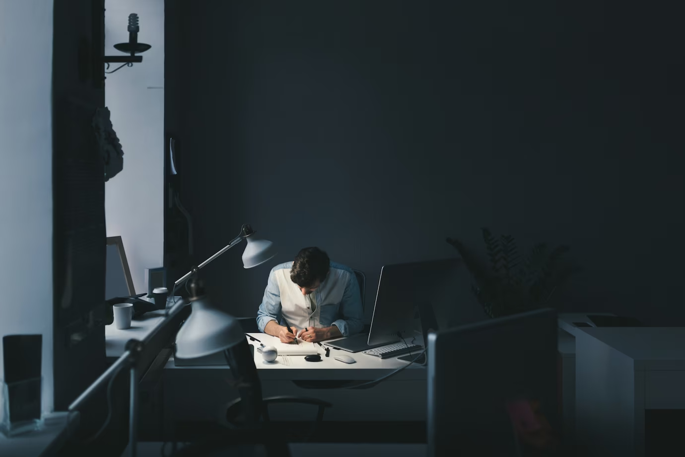 A man working hard