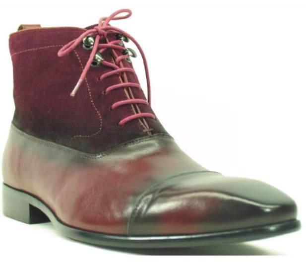 Carrucci Burgundy Genuine Suede Leather Lace-Up Boots