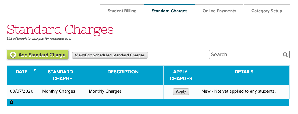 Scheduling Standard Charges