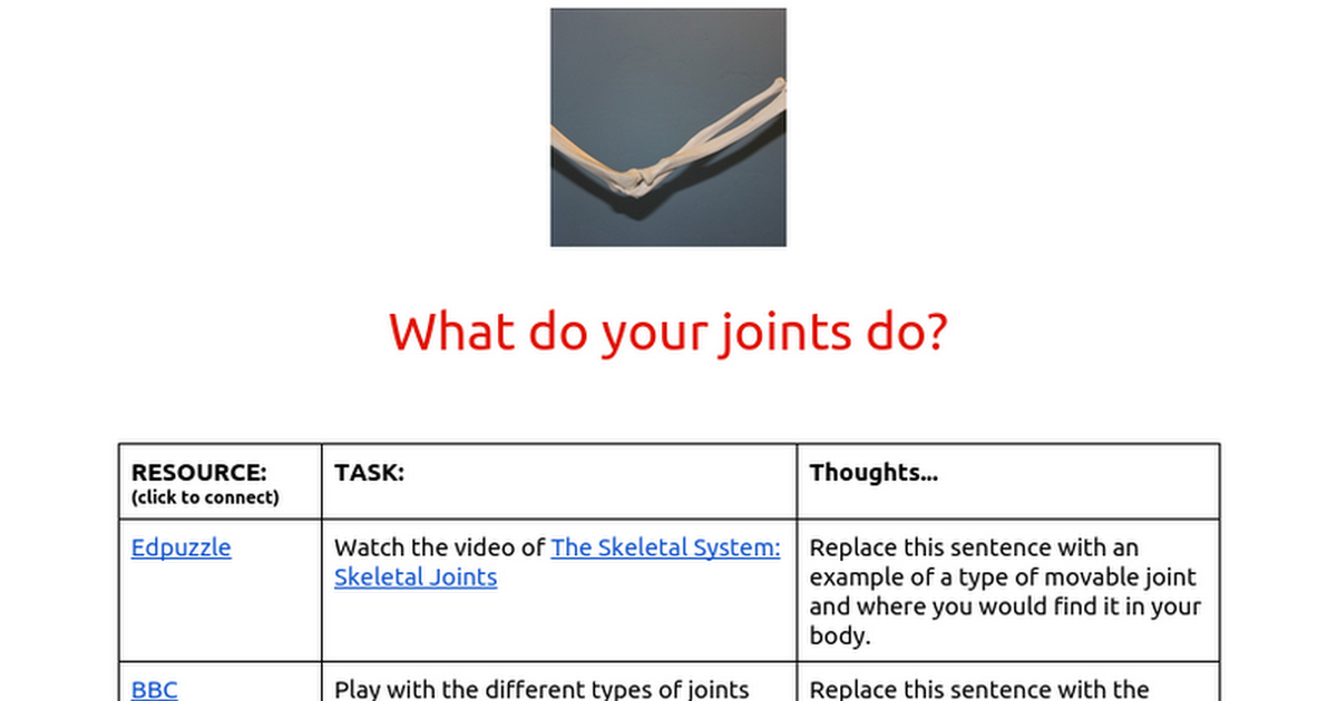Joints in the Body HyperDoc (MS)