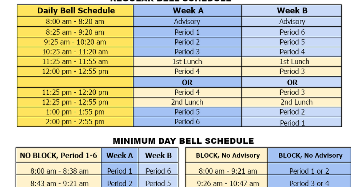 Bell Schedule 2022-2023